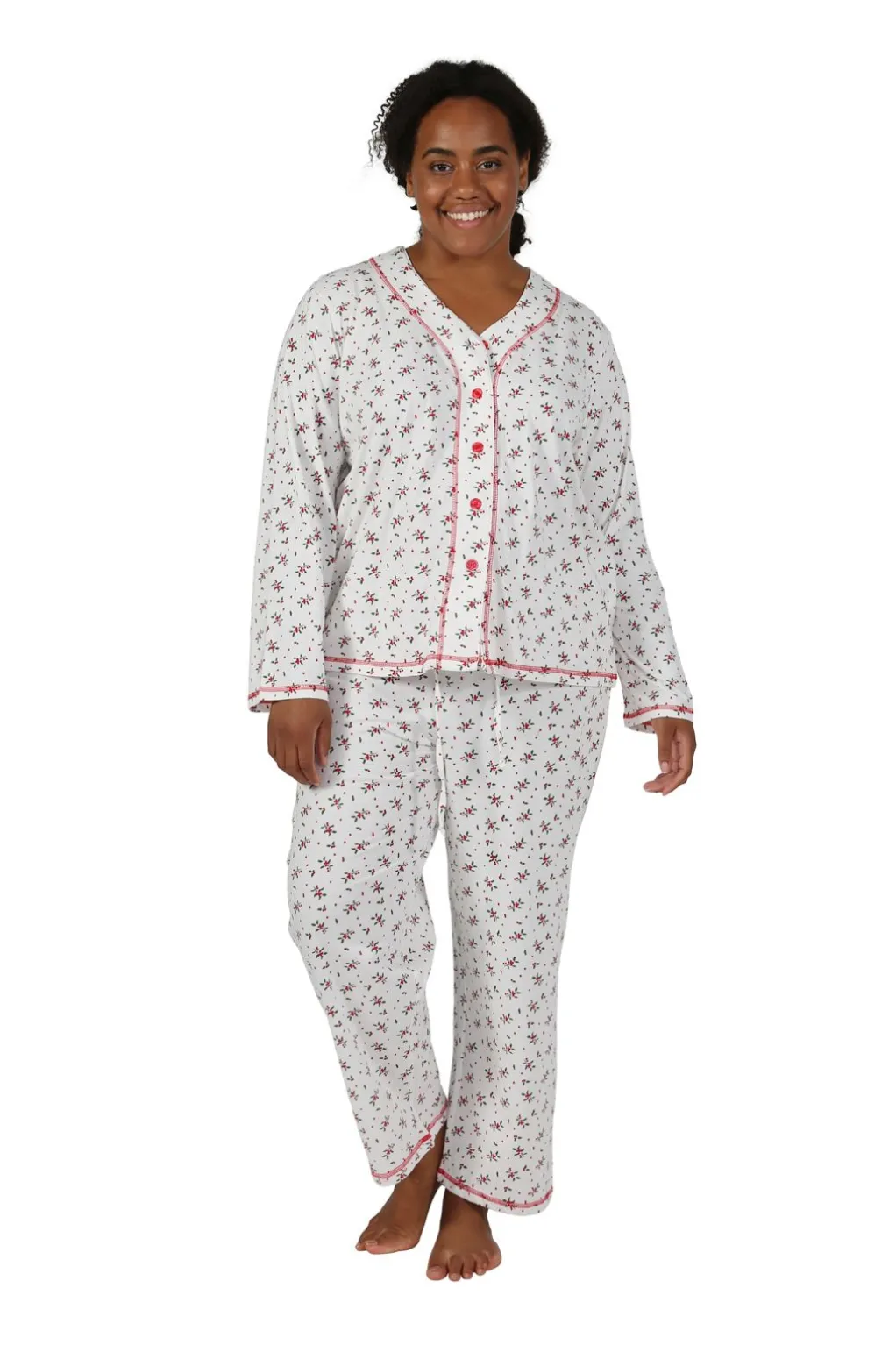La Cera™ Long Sleeve Mistletoe Plus Size Pj Set