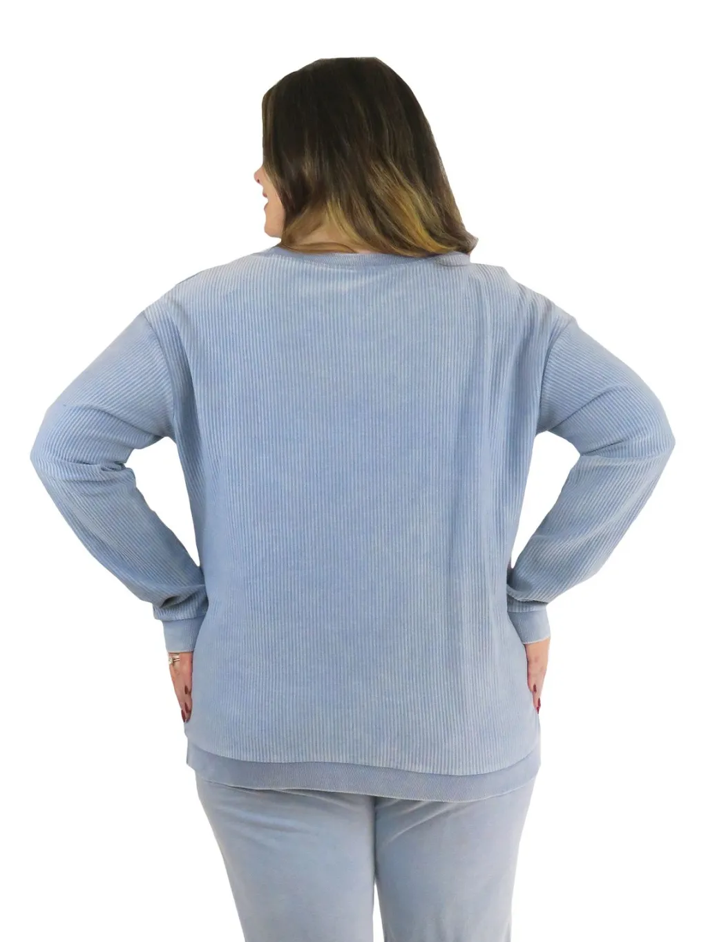 La Cera™ Ottoman Rib Knit Long Sleeve Top- Plus Size