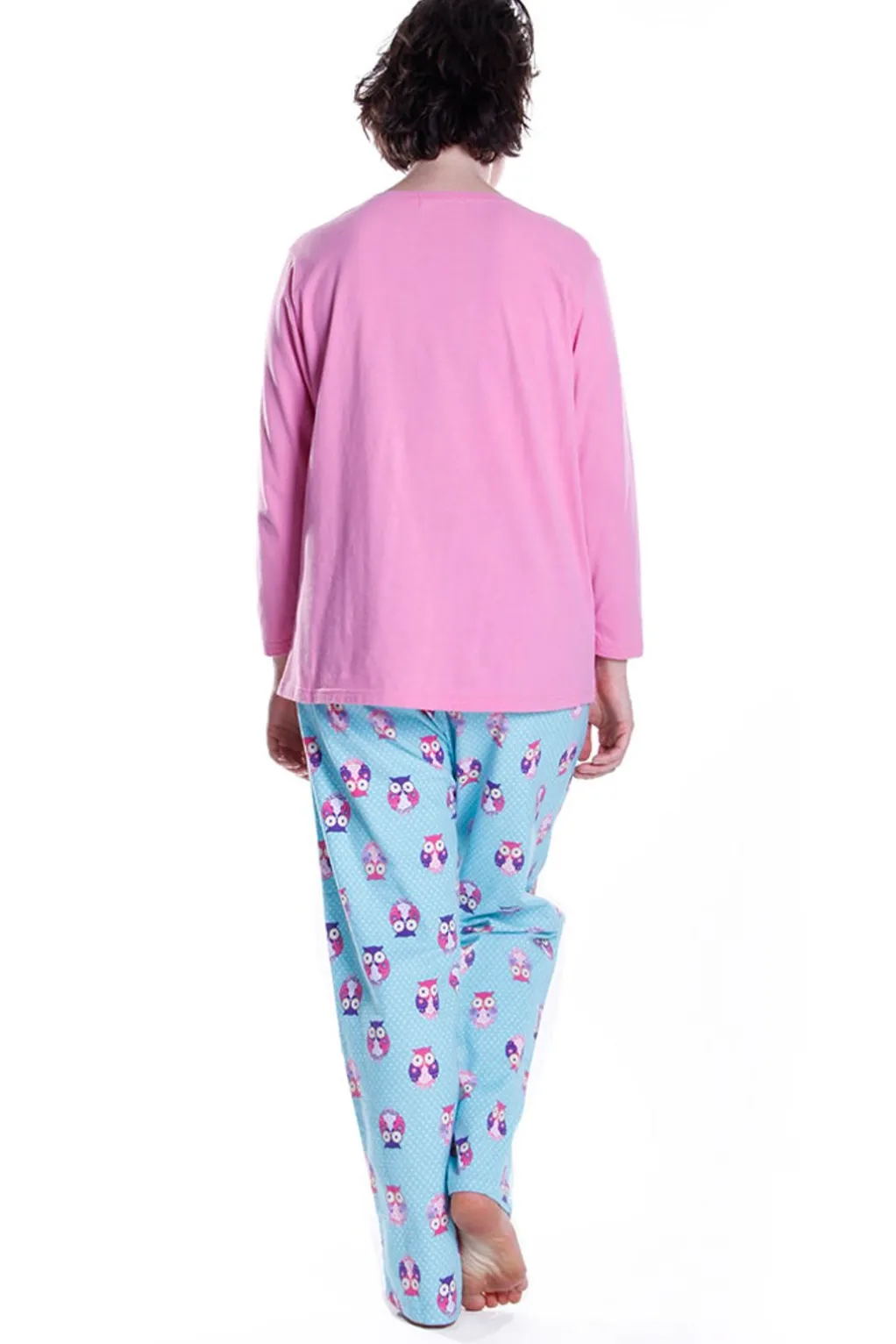 La Cera™ Owl Print Flannel Pajama Set