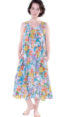 La Cera™ Paisley Print Scoop Neck Gown With Pockets