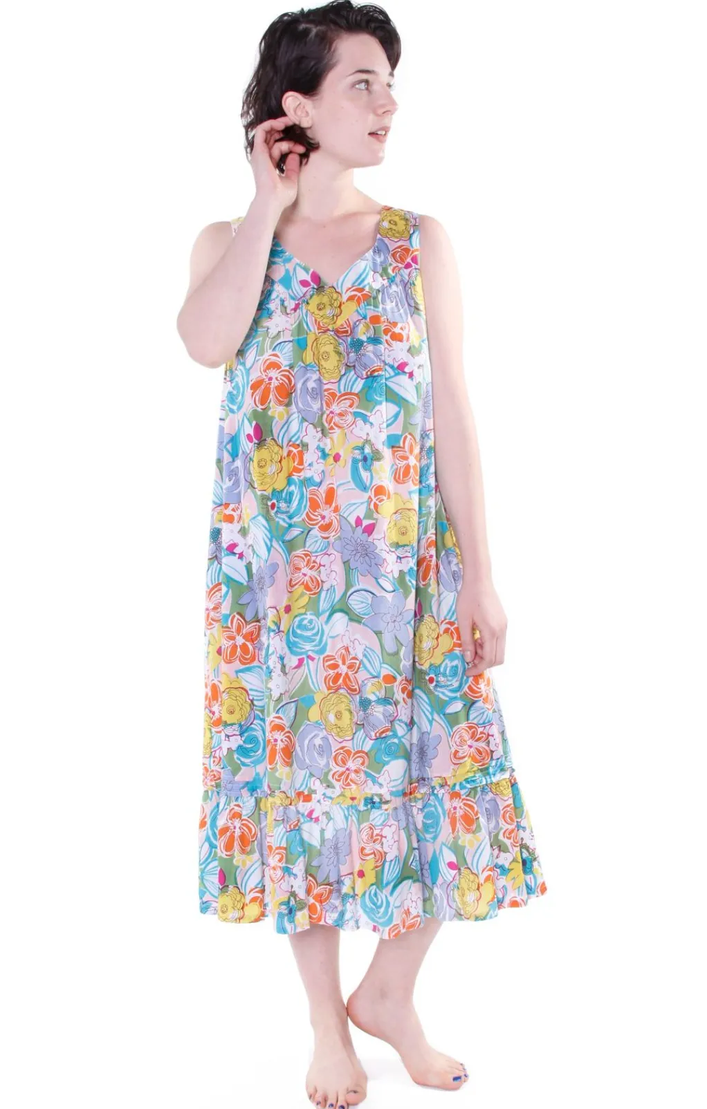 La Cera™ Paisley Print Scoop Neck Gown With Pockets