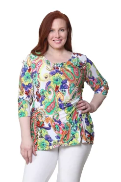 La Cera™ Paisley Printed Wrap Tunic - Plus Size