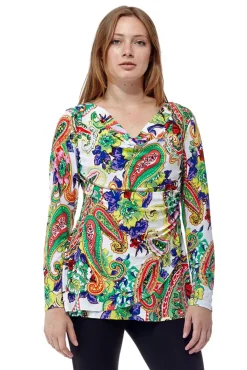La Cera™ Paisley Printed Wrap Tunic