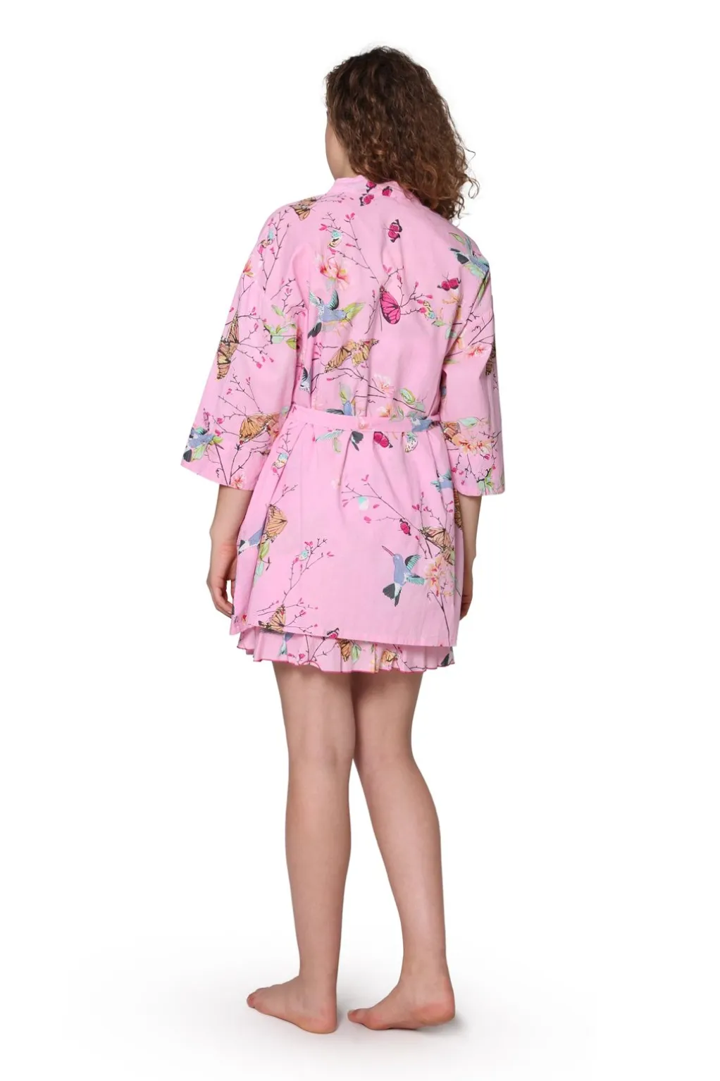 La Cera™ Pink Floral Cotton Robe