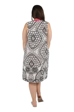 La Cera™ Pleat Front Sleeveless Abstract Print Dress - Plus Size