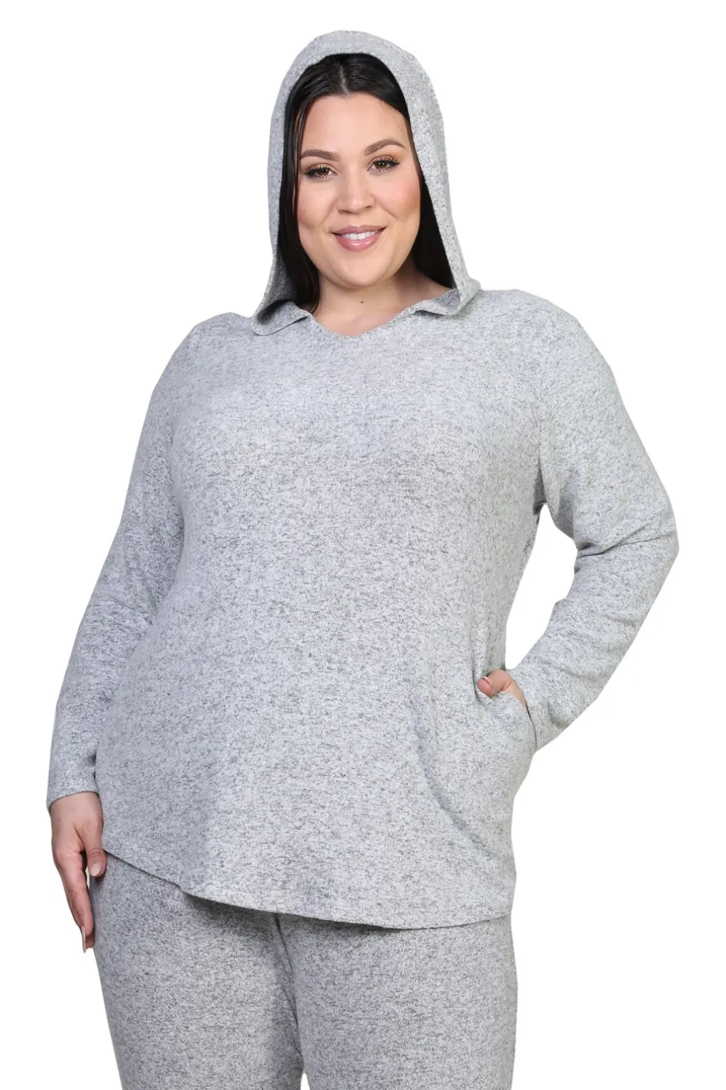 La Cera™ Plus Size Cozy Hooded Tee