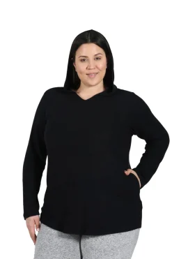 La Cera™ Plus Size Cozy Hooded Tee