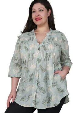 La Cera™ Plus Size Fern Print Release Print Tunic