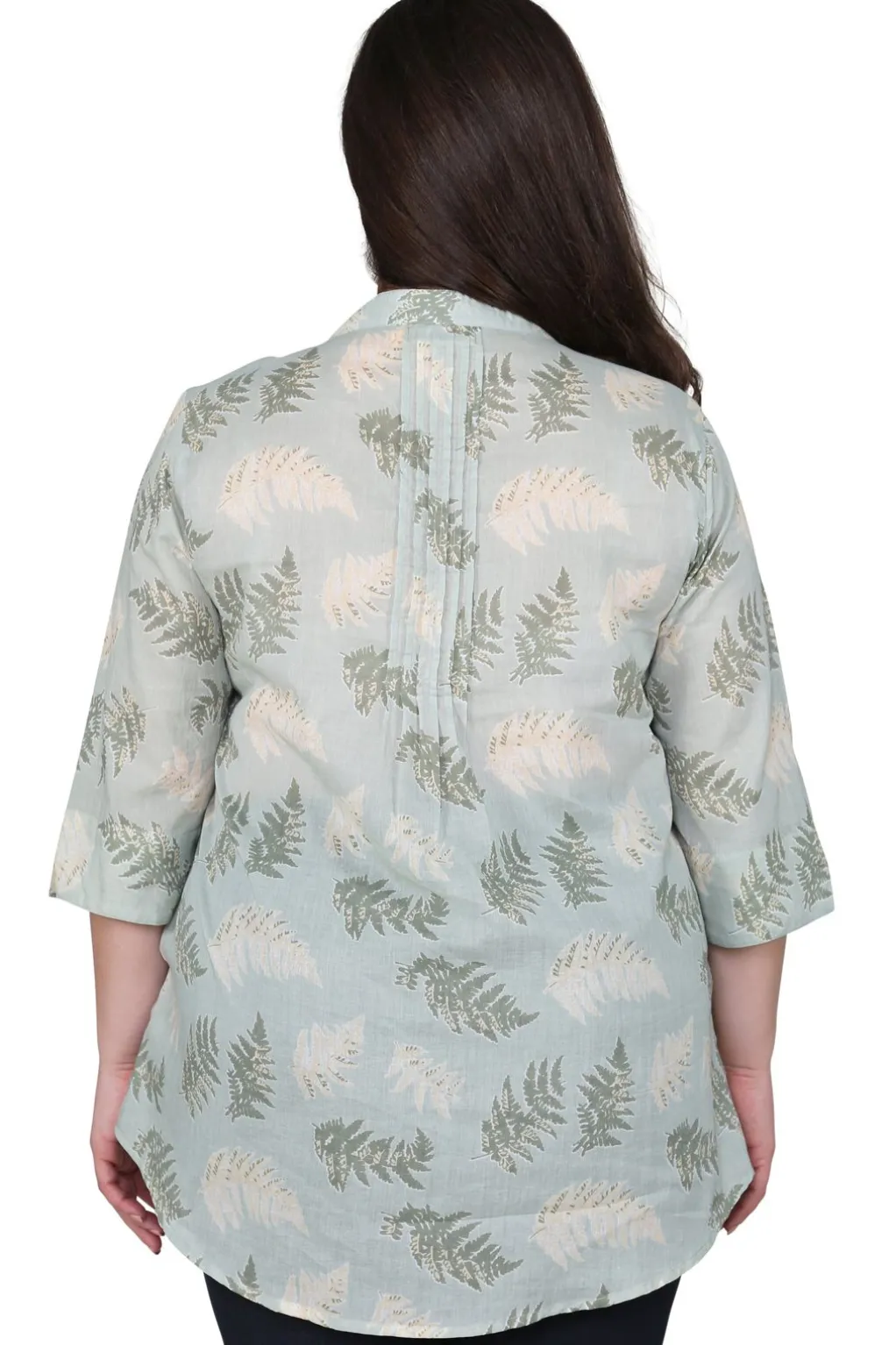 La Cera™ Plus Size Fern Print Release Print Tunic