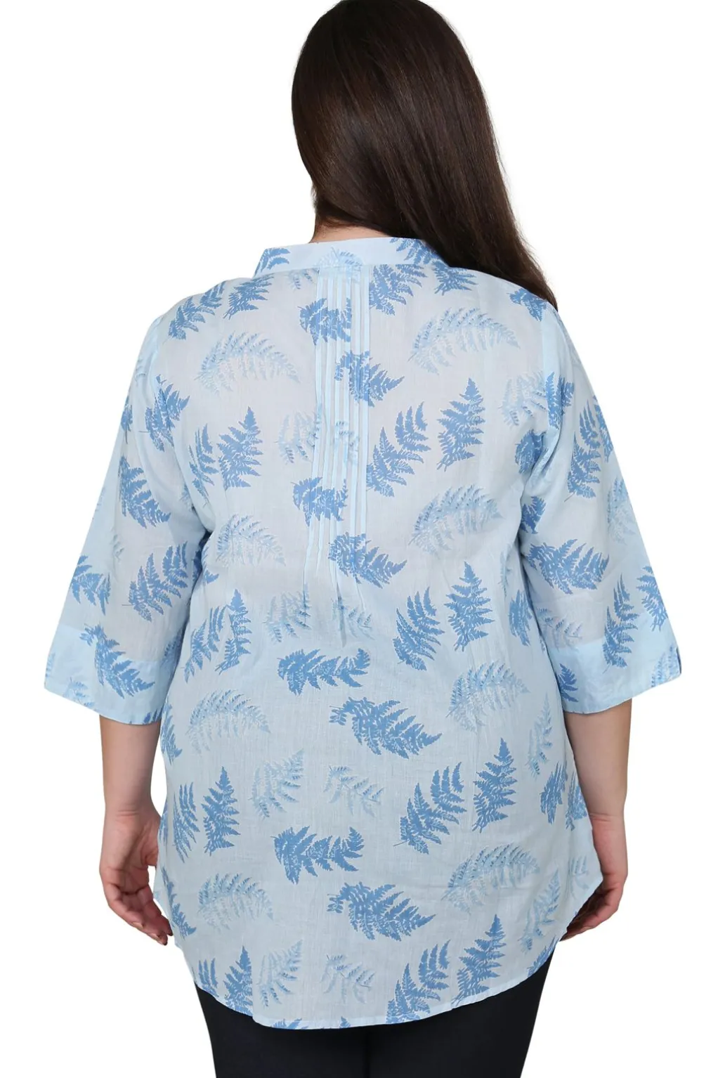 La Cera™ Plus Size Fern Print Release Print Tunic