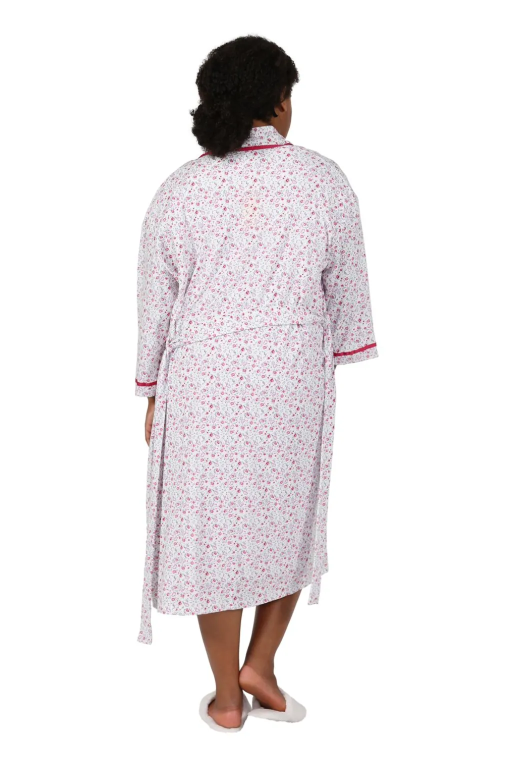 La Cera™ Plus Size Floral Print Knit Robe