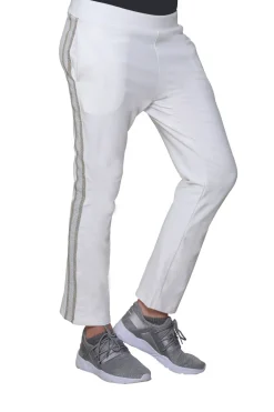 La Cera™ Plus Size French Terry Pant With Lurex Tuxedo Stripe Trim