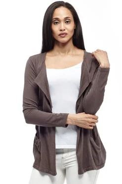 La Cera™ Plus Size La Cera Long Sleeve Waterfall Cardigan