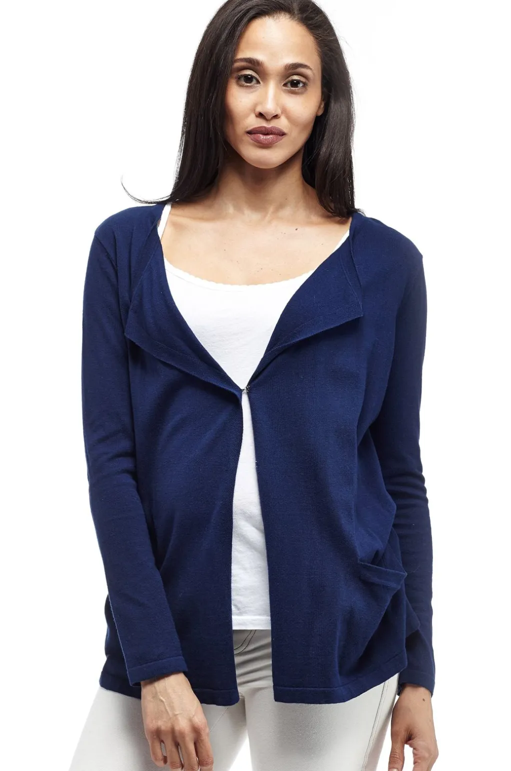 La Cera™ Plus Size La Cera Long Sleeve Waterfall Cardigan