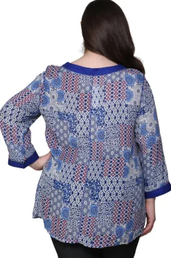 La Cera™ Plus Size La Cera Patchwork Top