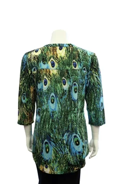 La Cera™ Plus Size La Cera Pleat Front Printed Tunic