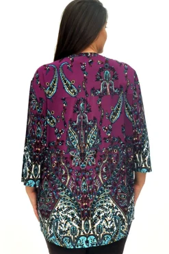 La Cera™ Plus Size La Cera Pleat Front Printed Tunic