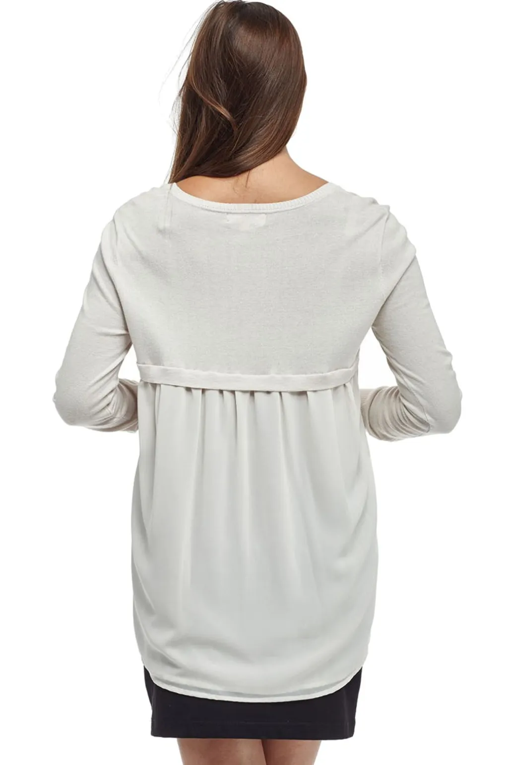 La Cera™ Plus Size La Cera Rounded Neck Sweater Top With Georgette Back