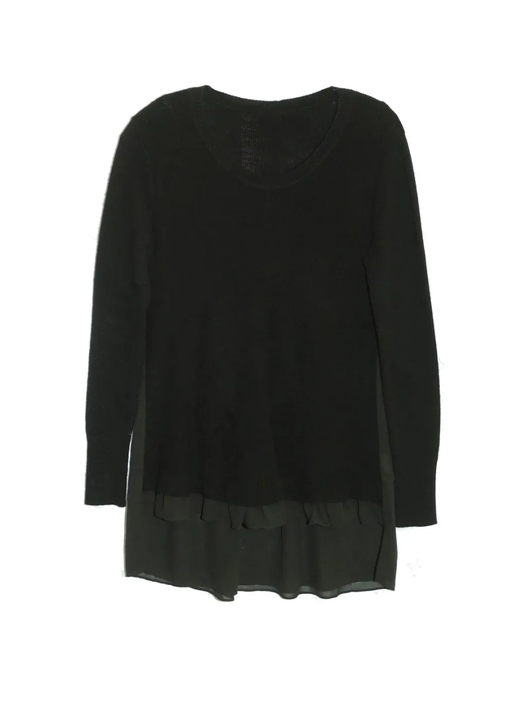 La Cera™ Plus Size La Cera Rounded Neck Sweater Top With Georgette Back
