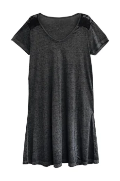 La Cera™ Plus Size Soft & Supple Knit Dress With Lace Trim