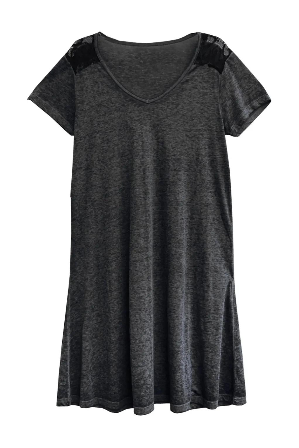 La Cera™ Plus Size Soft & Supple Knit Dress With Lace Trim