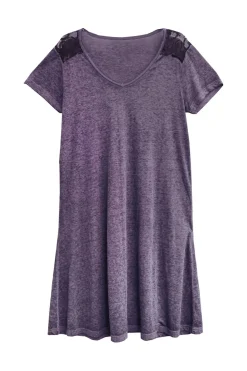 La Cera™ Plus Size Soft & Supple Knit Dress With Lace Trim