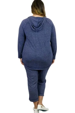 La Cera™ Plus Size Soft & Supple 2-Piece Hooded Knit Sweatpants Set