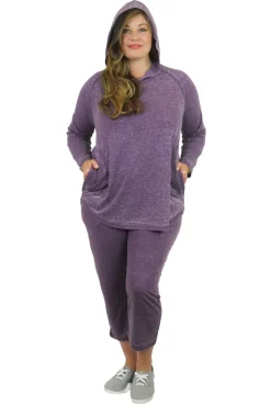 La Cera™ Plus Size Soft & Supple 2-Piece Hooded Knit Sweatpants Set