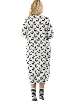 La Cera™ Plus Size Whimsical Skunk Flannel Henley Night Shirt