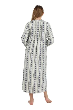 La Cera™ Printed Flannel Nightgown With Release Pleats