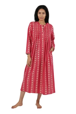 La Cera™ Printed Flannel Nightgown With Release Pleats