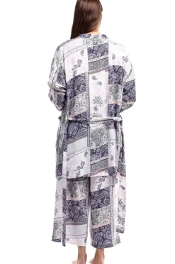 La Cera™ Rayon Navy And Printed Robe
