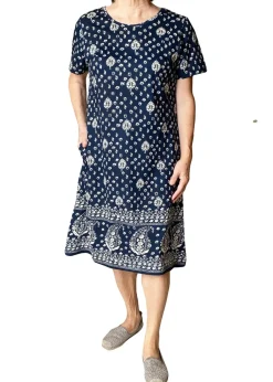 La Cera™ Short Sleeve Cotton Knit Short Dress