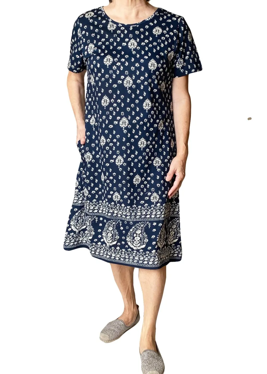 La Cera™ Short Sleeve Cotton Knit Short Dress
