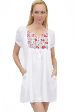 La Cera™ Short Sleeve Embroidered Peasant Chemise