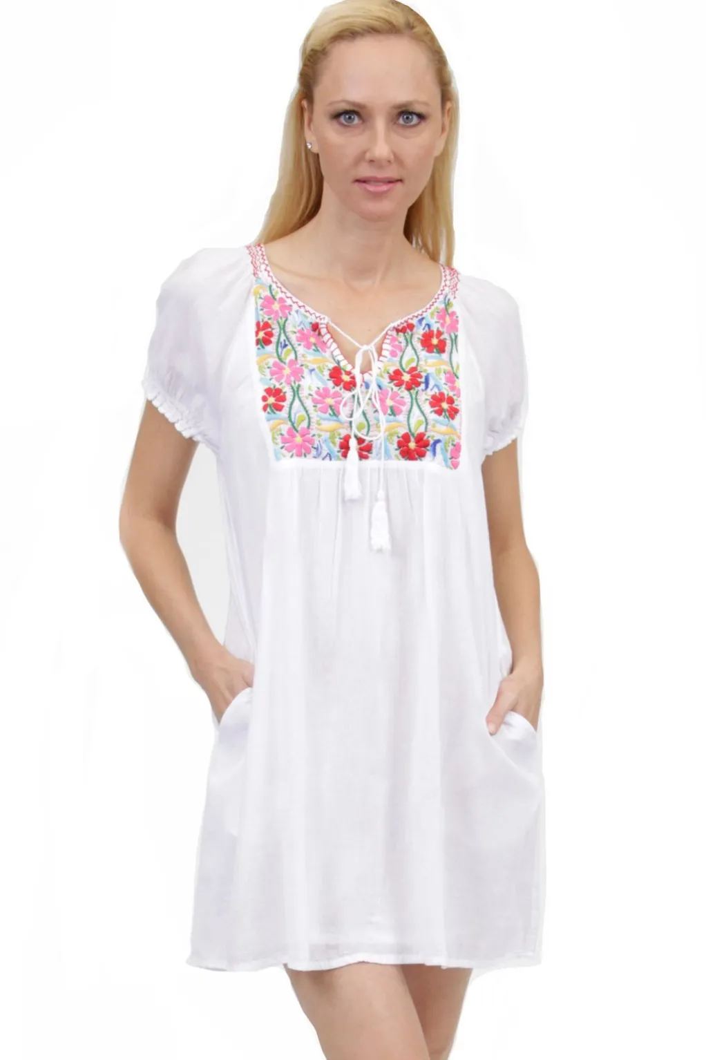 La Cera™ Short Sleeve Embroidered Peasant Chemise