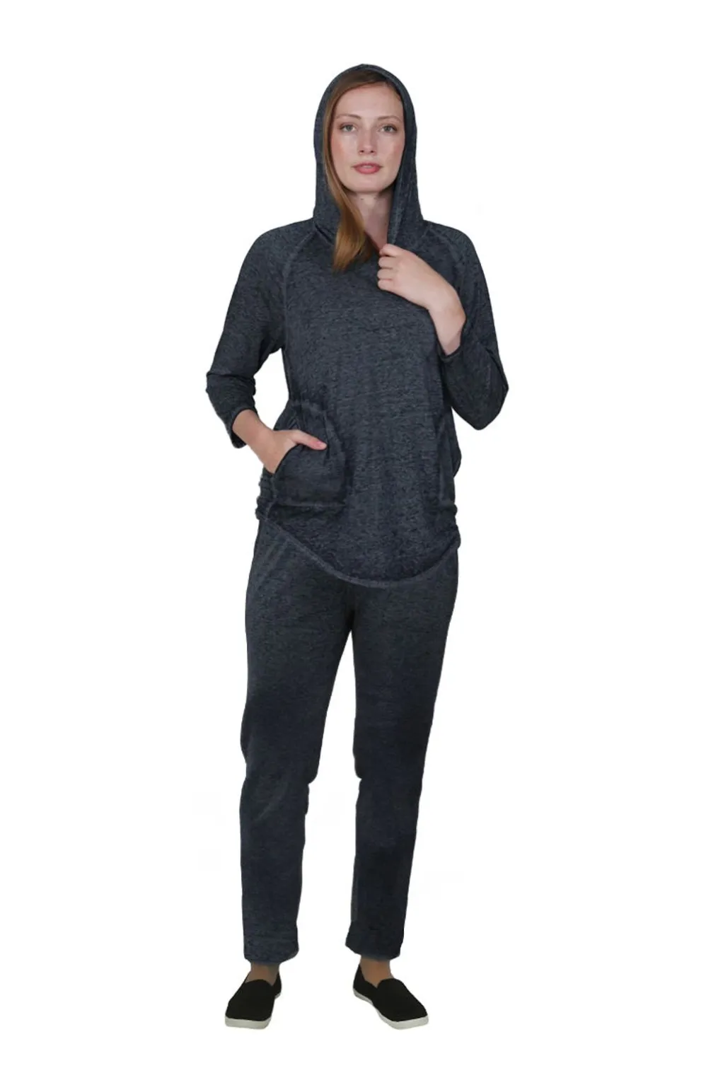 La Cera™ Soft & Supple 2-Piece Hooded Knit Sweatpants Set