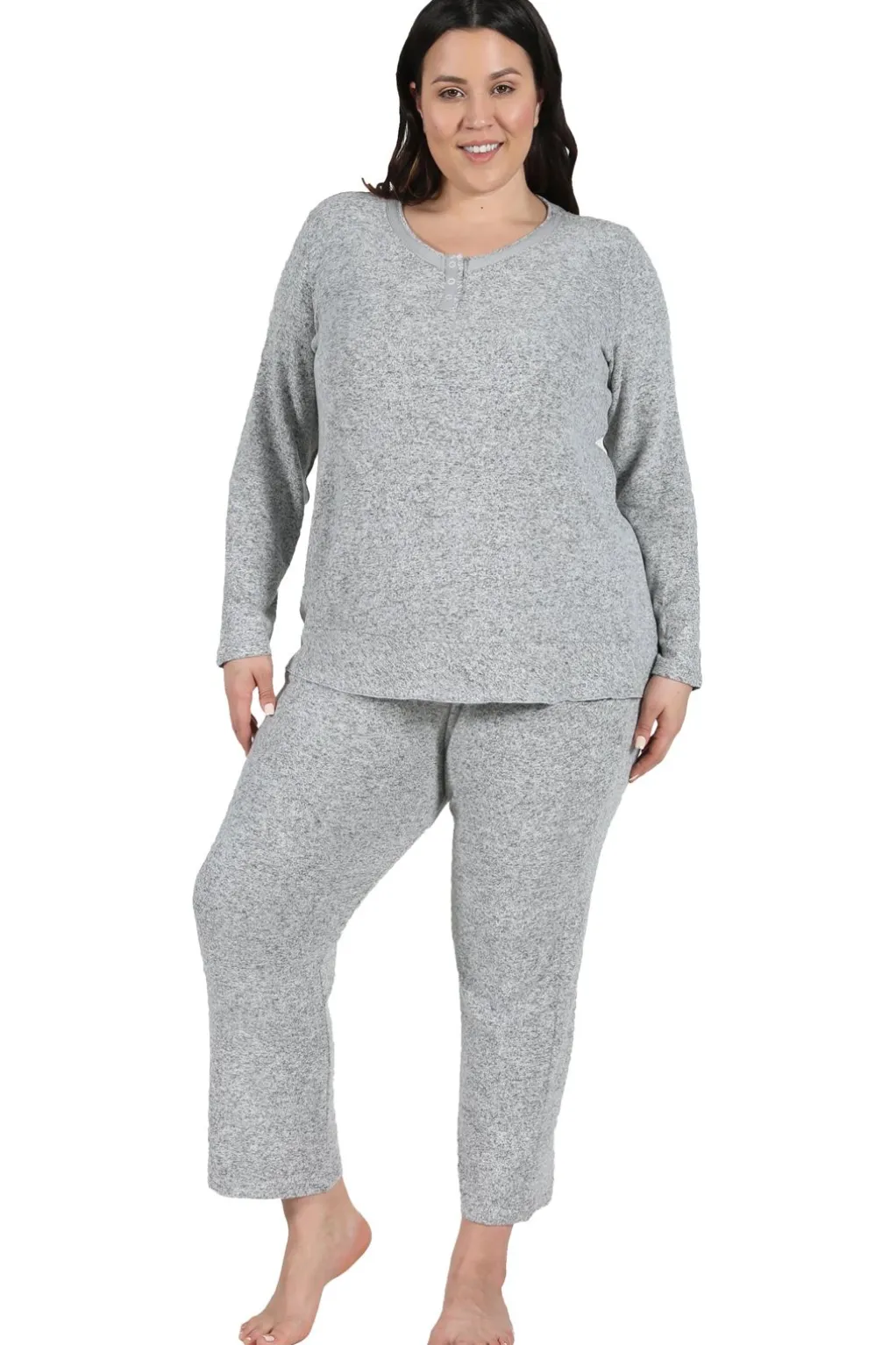 La Cera™ The Comfort Collection Plus Size Snap Pj Set