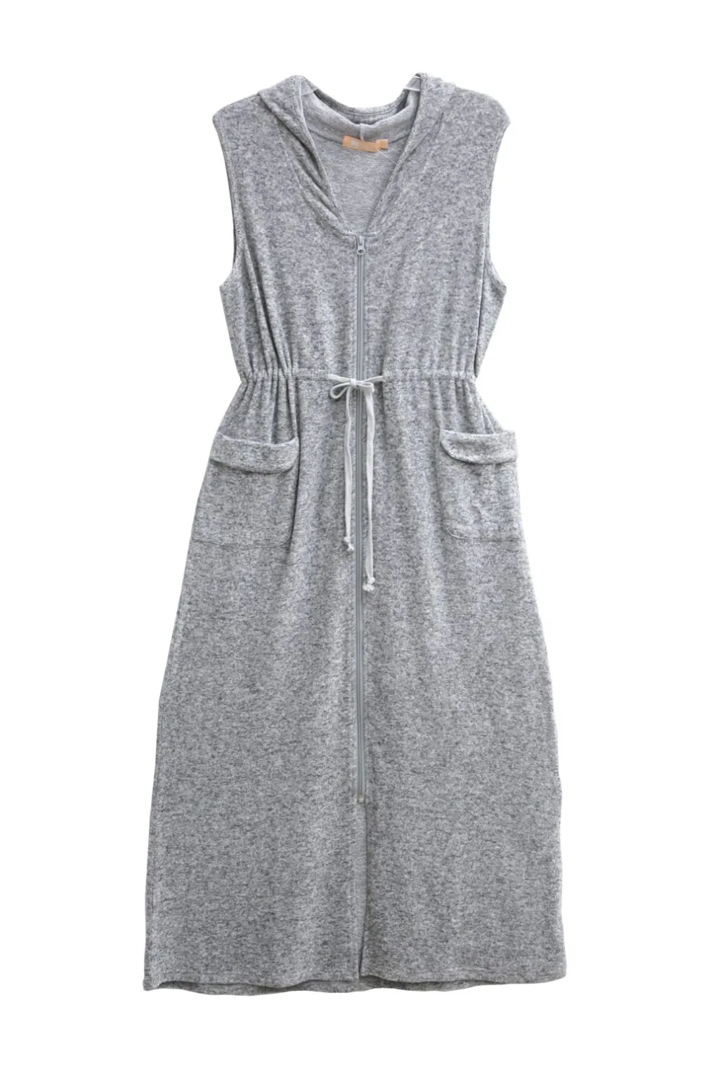 La Cera™ The Sleeveless Long Zip Hoodie - Plus Size