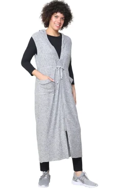 La Cera™ The Sleeveless Long Zip Hoodie - Plus Size