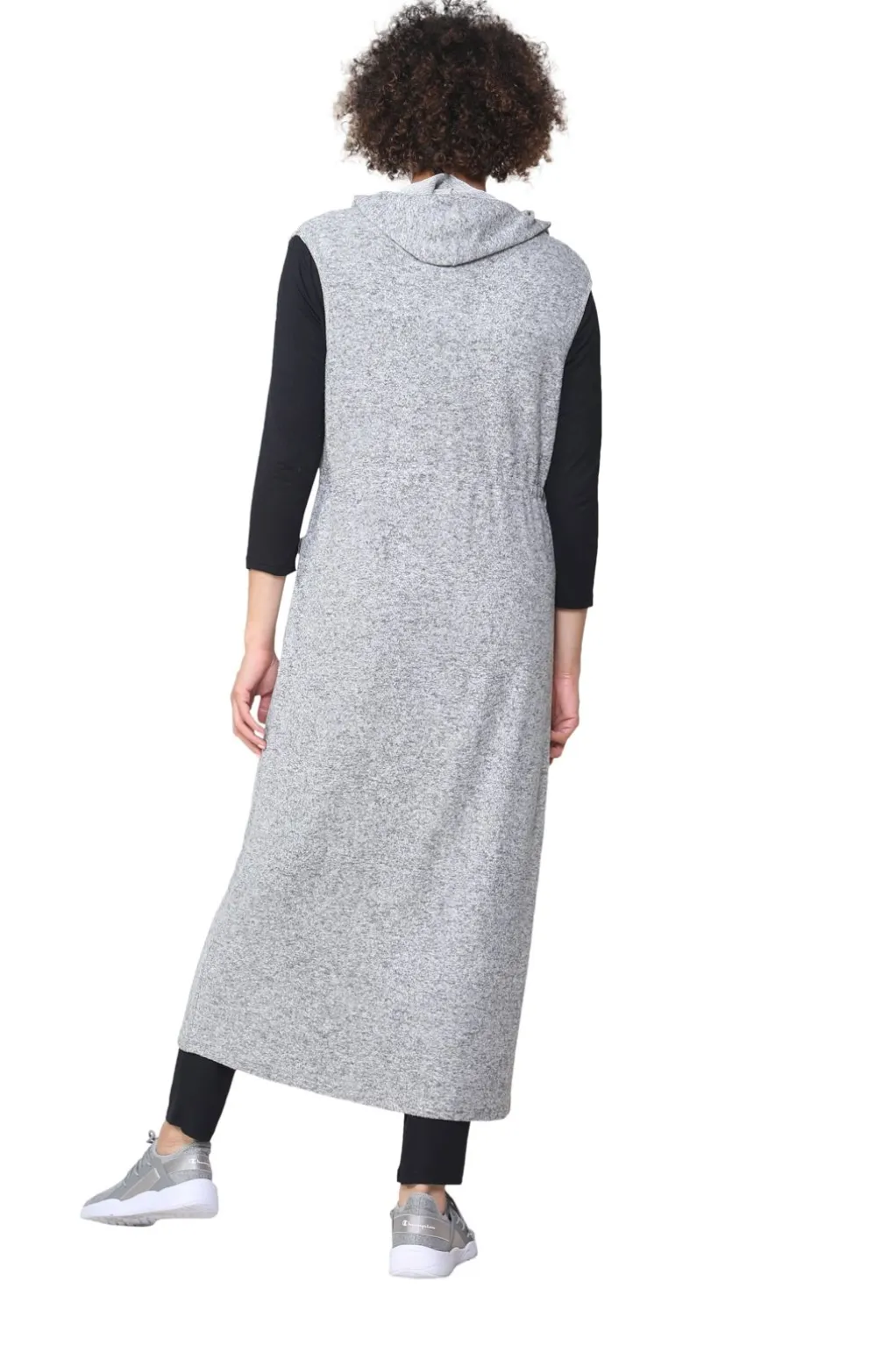 La Cera™ The Sleeveless Long Zip Hoodie
