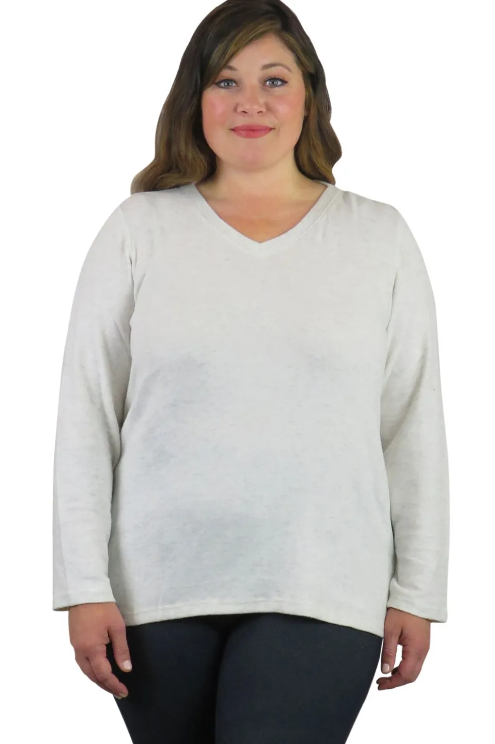 La Cera™ V-Neck Comfort Collection Long Sleeve Top - Plus Size