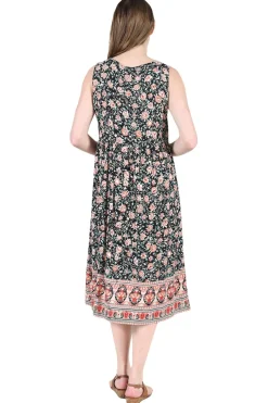 La Cera™ V-Neckline Empire Waist Border Print Dress