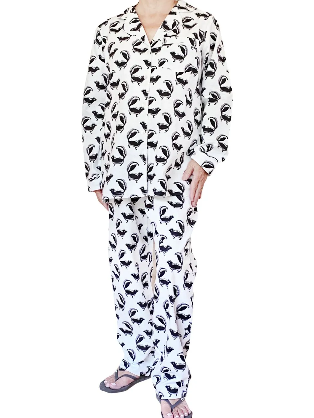 La Cera™ Whimsical Skunk Flannel Pajamas Set