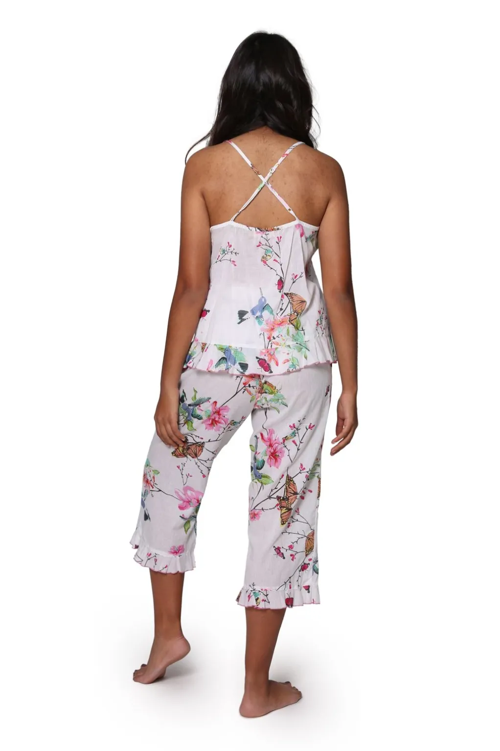 La Cera™ White Floral Cotton Pajamas