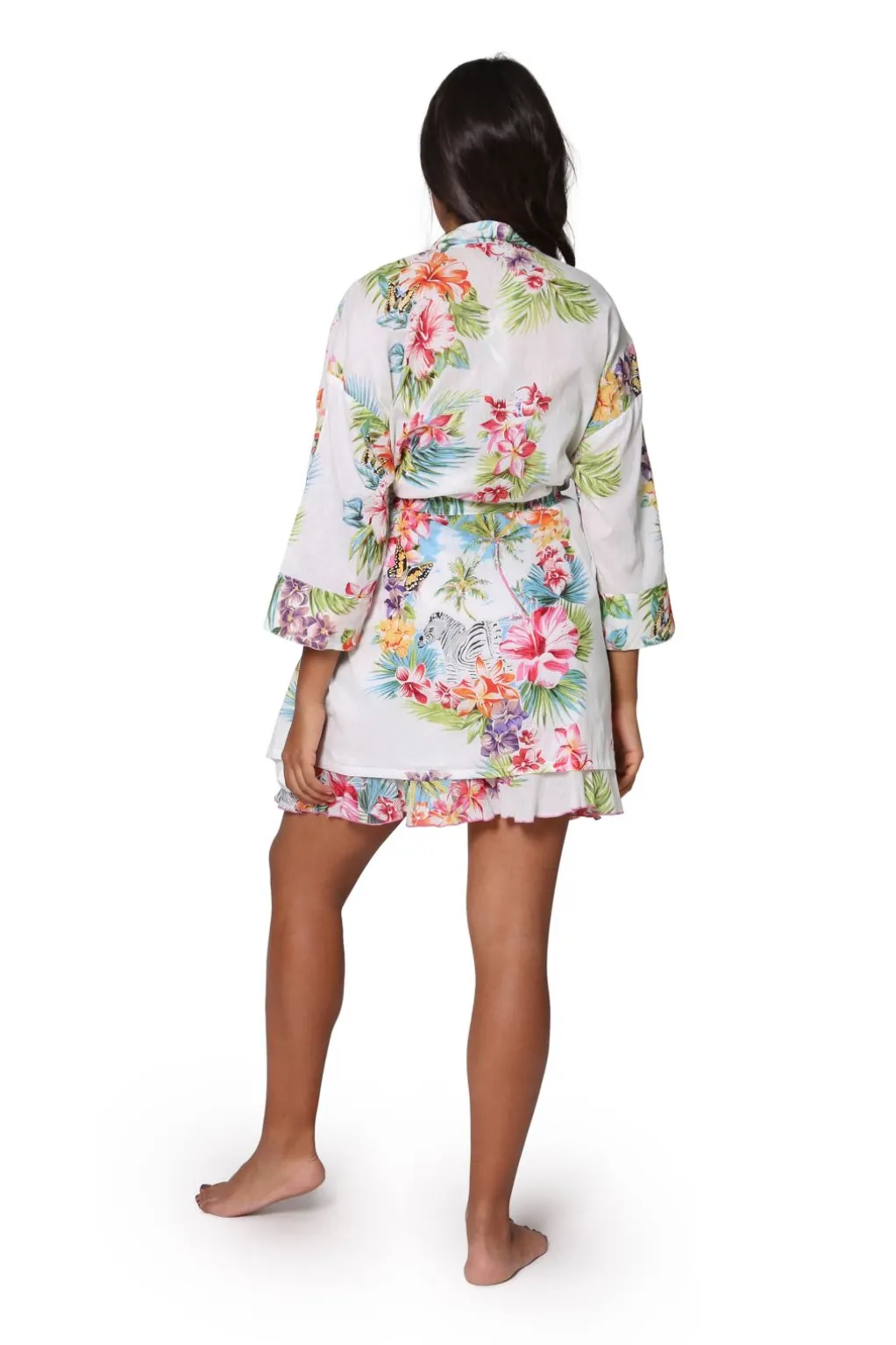 La Cera™ White Tropical Cotton Robe